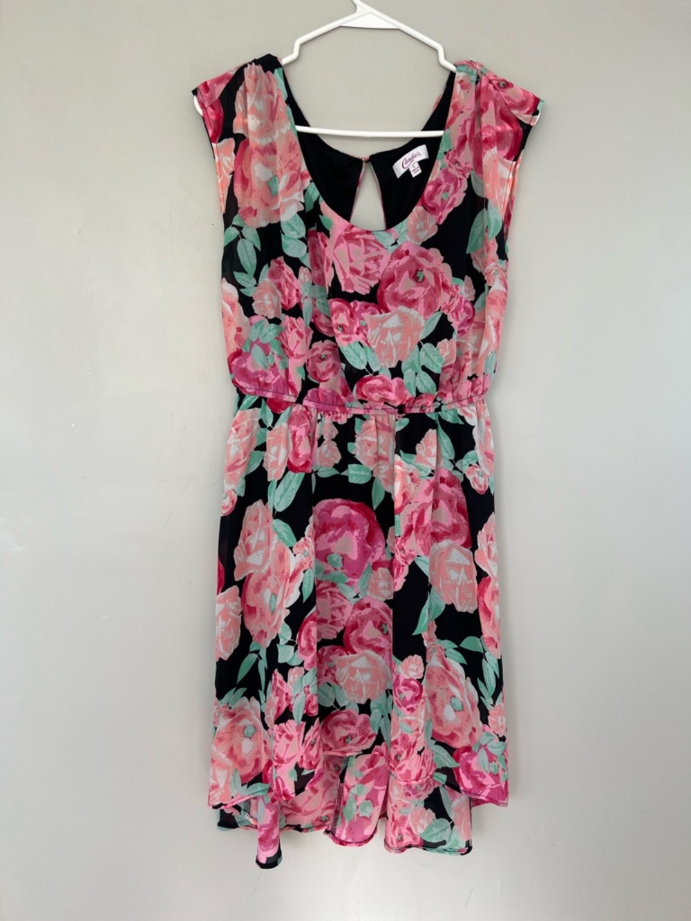 Candies Floral Chiffon Fit & Flare Dress with Pink Roses